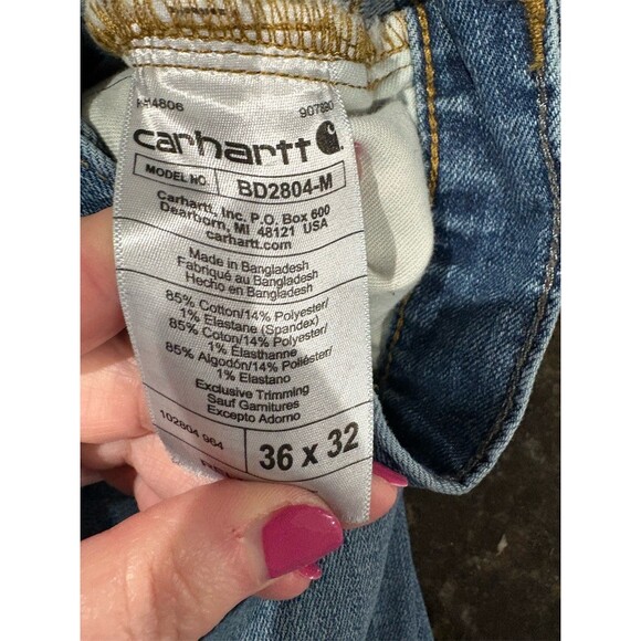 Carhartt Jeans Mens 36x32 Blue Light Wash Straight Leg Relaxed Fit - Picture 8 of 8